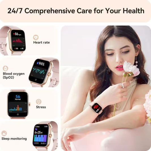 1.8 In. Smart Watch for Women Android and Iphone with Bluetooth Call (Answer/Make), Alexa Built-In Heart Rate, Pink