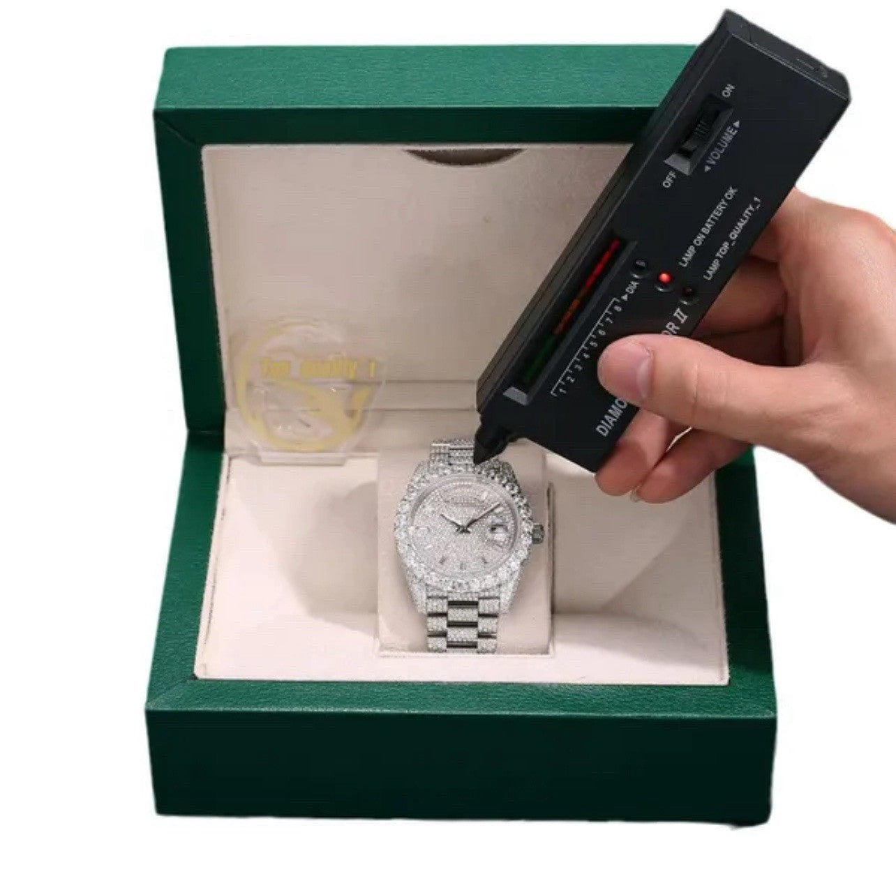 Buss down Icy Automatic VVV Mossanite Designer Watch: Comes with Box and GRA