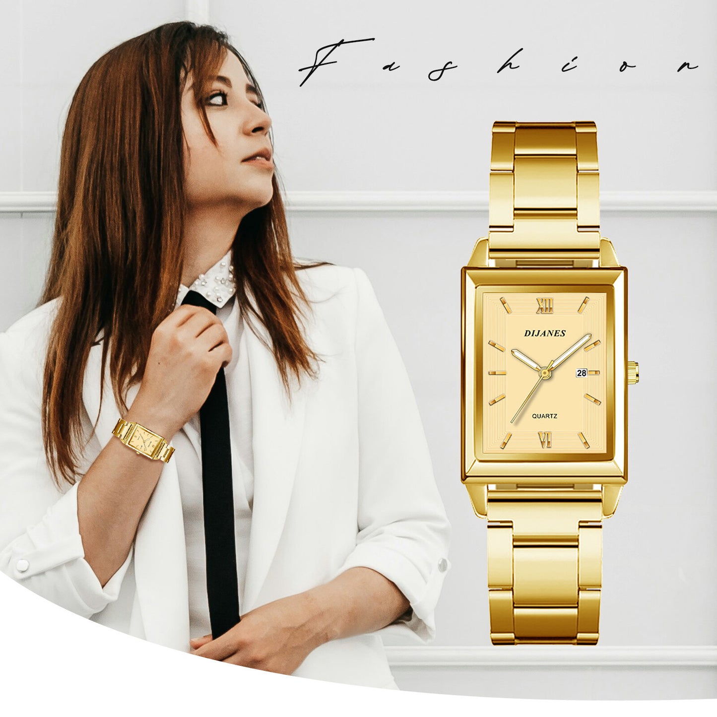 Women'S Classic Charm Rectangular Wrist Watch Analog Quartz Date Dress Watches