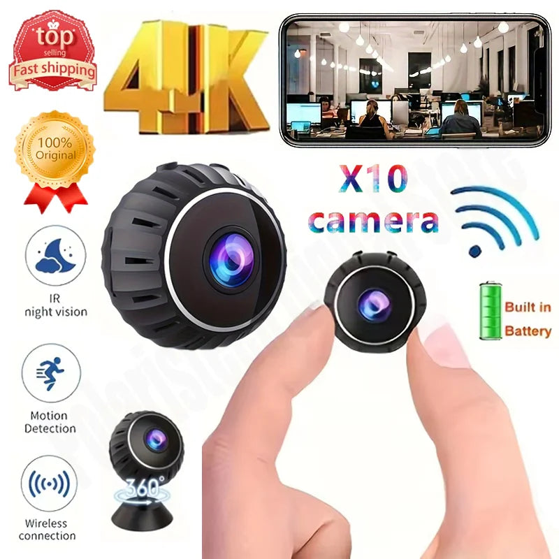 X10 4K Camera Wifi Wireless Monitor Remote Monitor Camcorders Security Protection Baby Monitor Smart Home Mini Camcorder 2025NEW