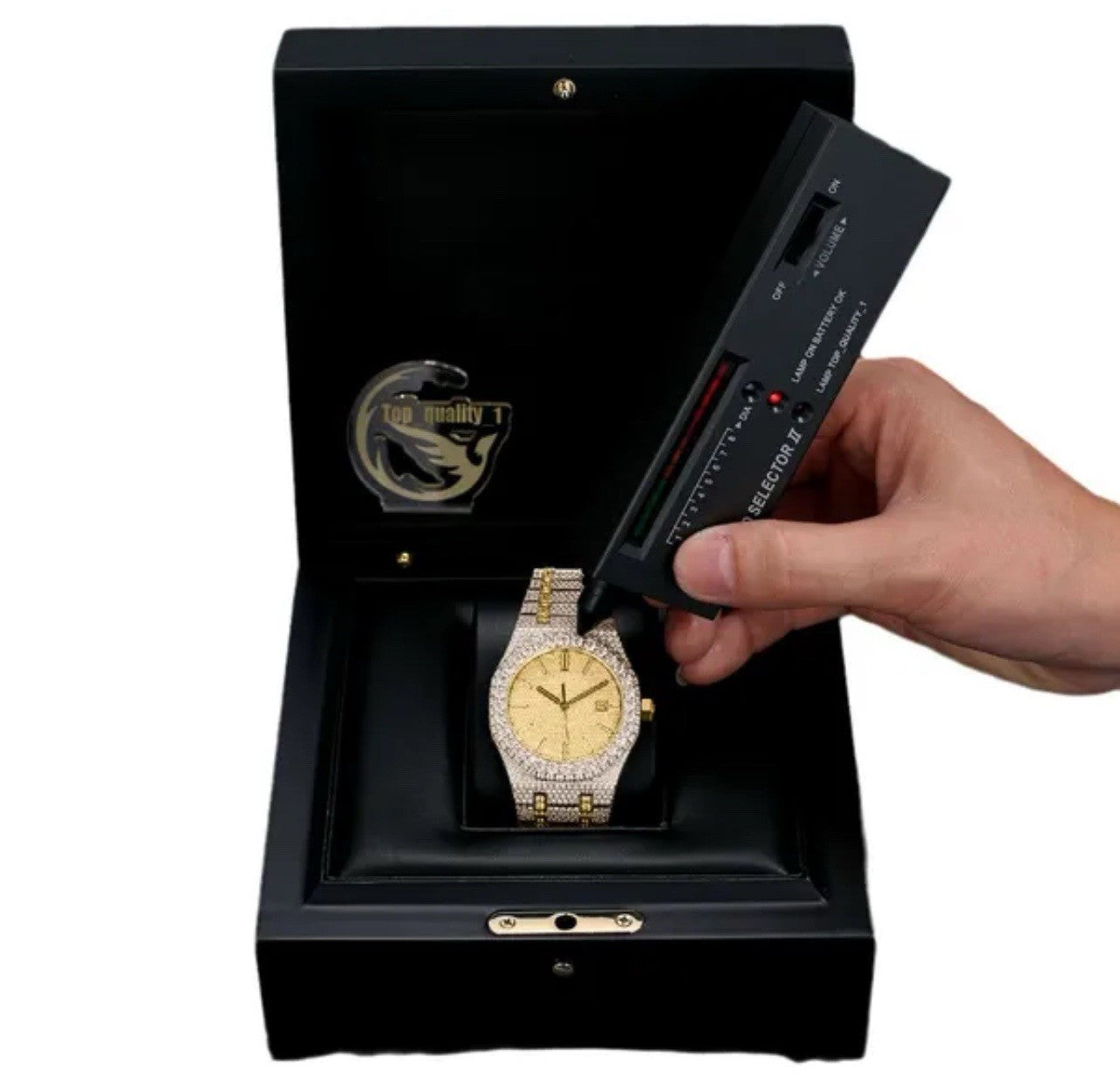 Buss down Icy Automatic VVV Mossanite Designer Watch: Comes with Box and GRA