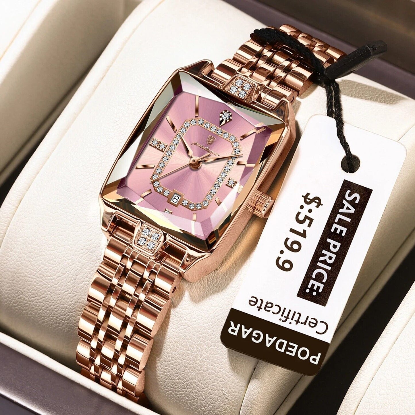 New Elegant Women'S Waterproof Stainless Steel Quartz Watch with Date Display
