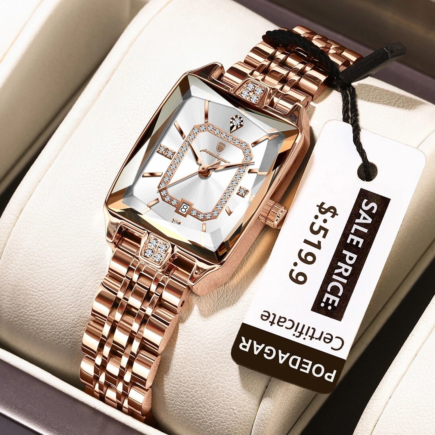 New Elegant Women'S Waterproof Stainless Steel Quartz Watch with Date Display