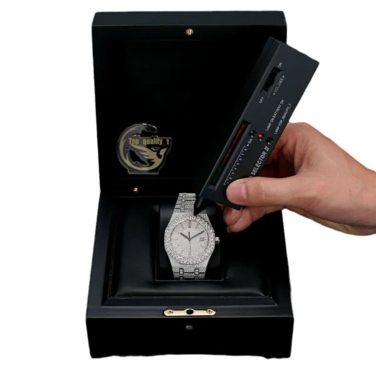 Buss down Icy Automatic VVV Mossanite Designer Watch: Comes with Box and GRA
