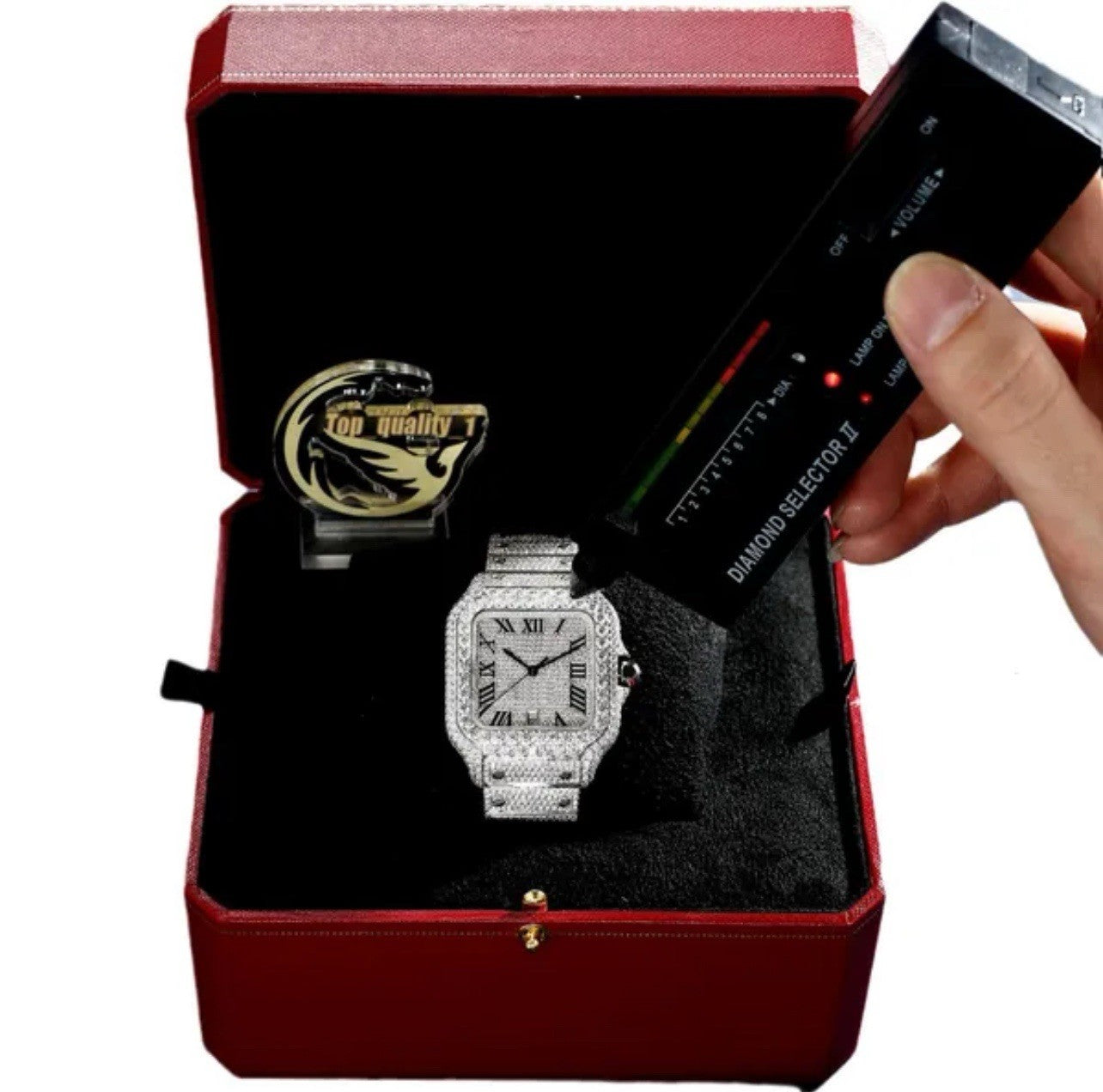 Buss down Icy Automatic VVV Mossanite Designer Watch: Comes with Box and GRA