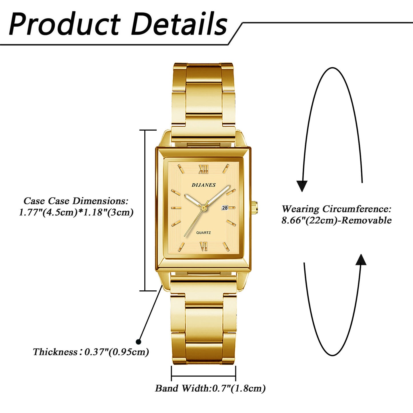 Women'S Classic Charm Rectangular Wrist Watch Analog Quartz Date Dress Watches