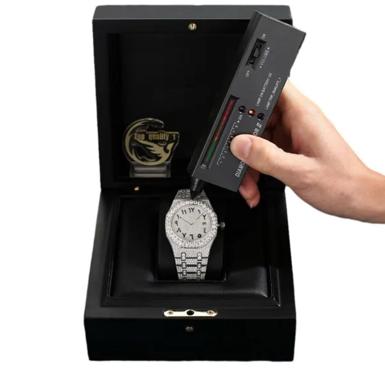 Buss down Icy Automatic VVV Mossanite Designer Watch: Comes with Box and GRA