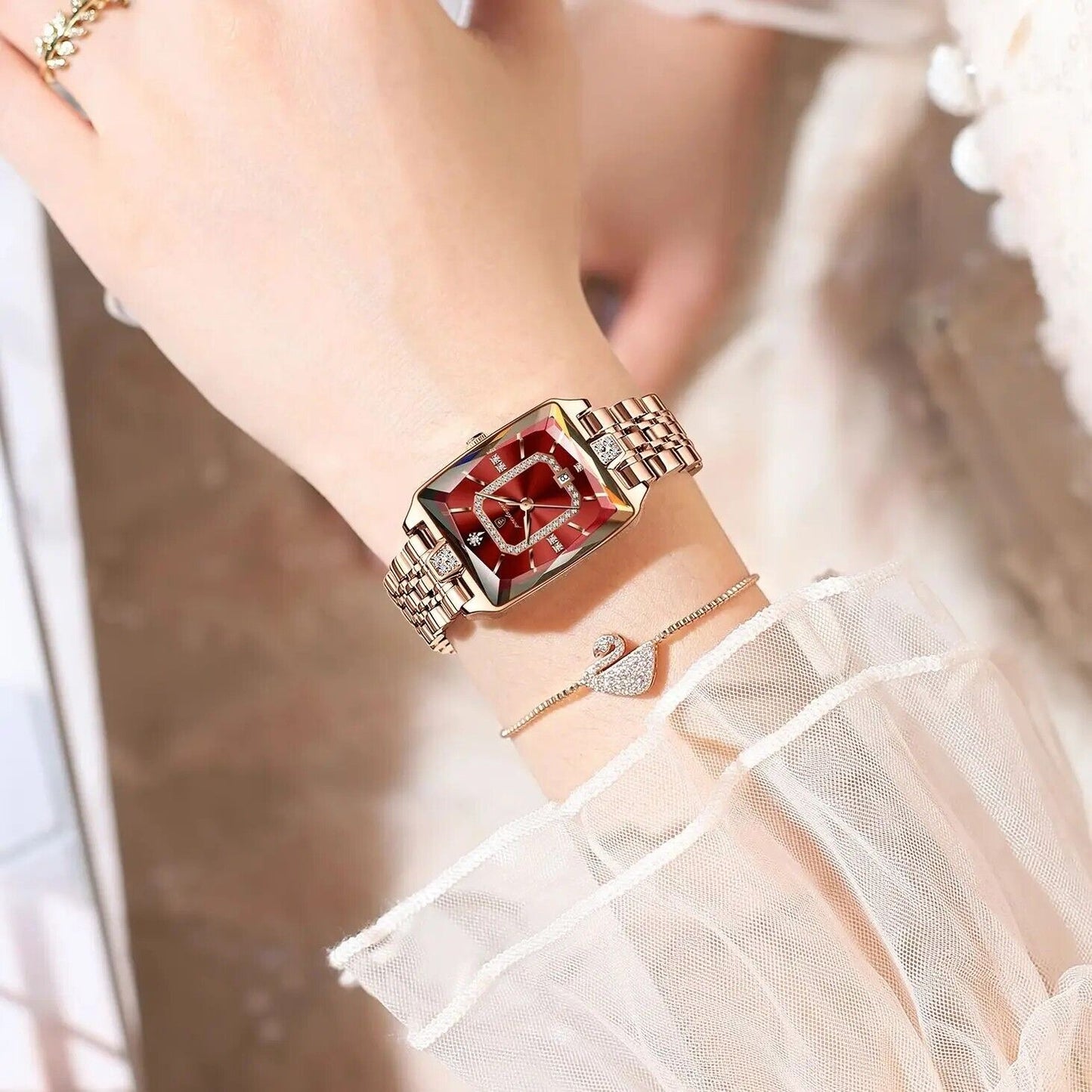 New Elegant Women'S Waterproof Stainless Steel Quartz Watch with Date Display