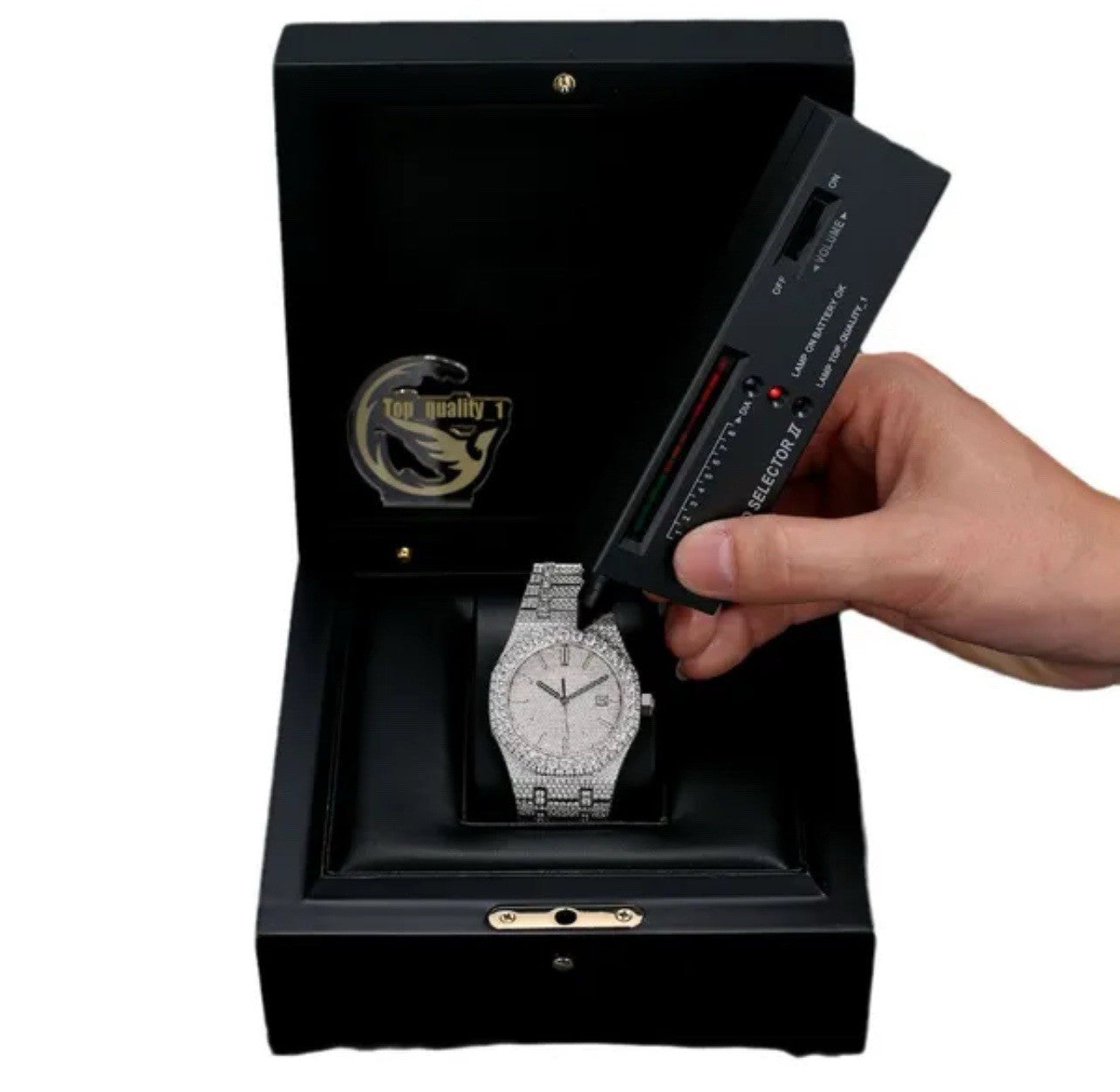 Buss down Icy Automatic VVV Mossanite Designer Watch: Comes with Box and GRA