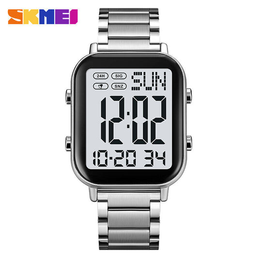 SKMEI Men Watch Rectangle Digital Wristwatch Full Steel Electronic Digital Watch