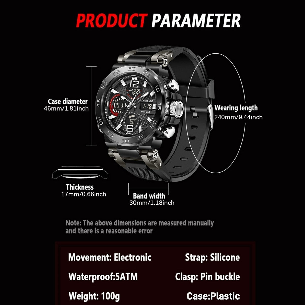 Men'S Diver Sport Wristwatch Digital Analog Quartz LED Waterproof Luxury Watches