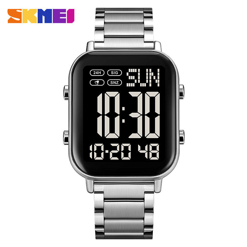 SKMEI Men Watch Rectangle Digital Wristwatch Full Steel Electronic Digital Watch