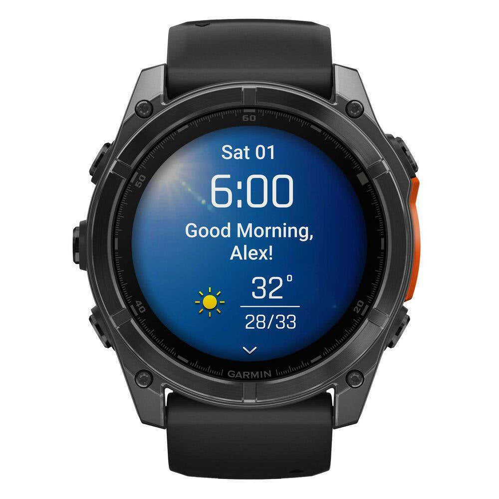 Fenix 8 AMOLED Multisport 51-Mm GPS Watch with Silicone Band 2 X .58 in Slate Gray and Black