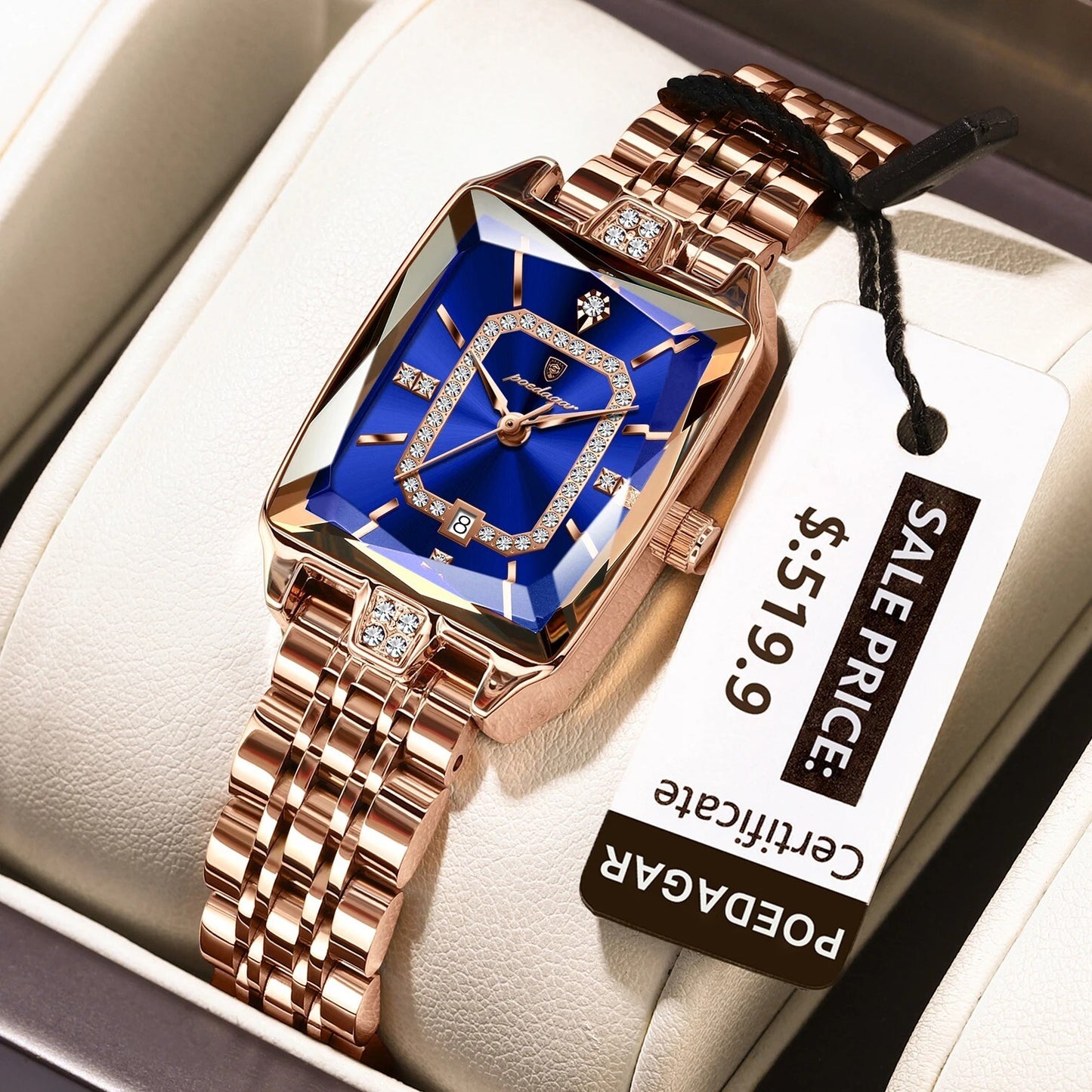 New Elegant Women'S Waterproof Stainless Steel Quartz Watch with Date Display