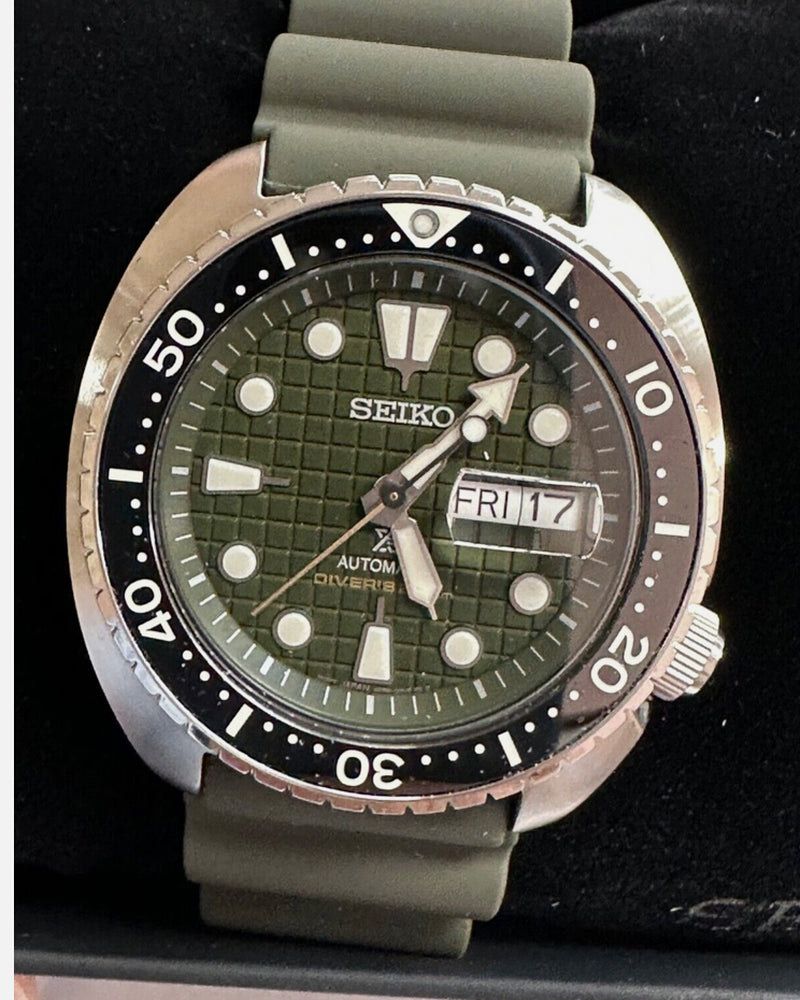 Seiko SRPE05 King Turtle Diver Prospex Automatic Watch Green Dial Tags Box Paper