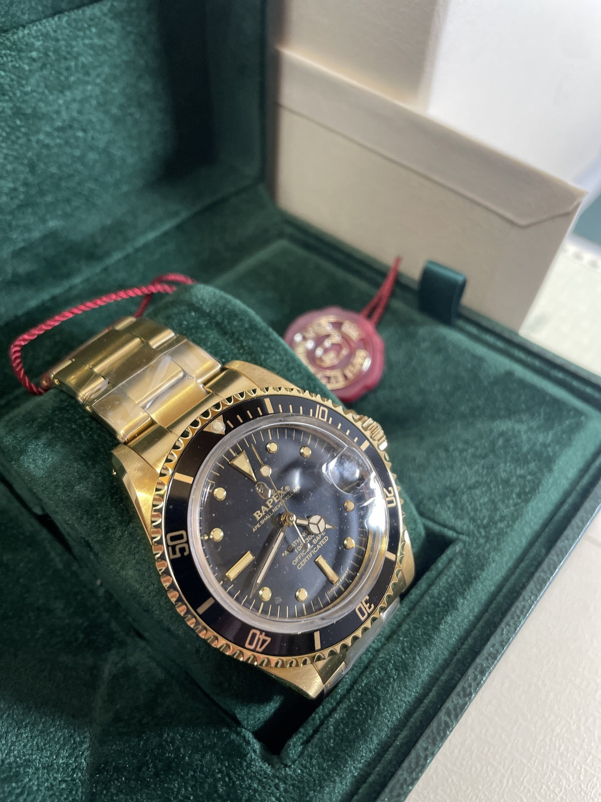 A BATHING APE CLASSIC TYPE 1 BAPEX Black Gold Men'S Watch Stainless Steel JP