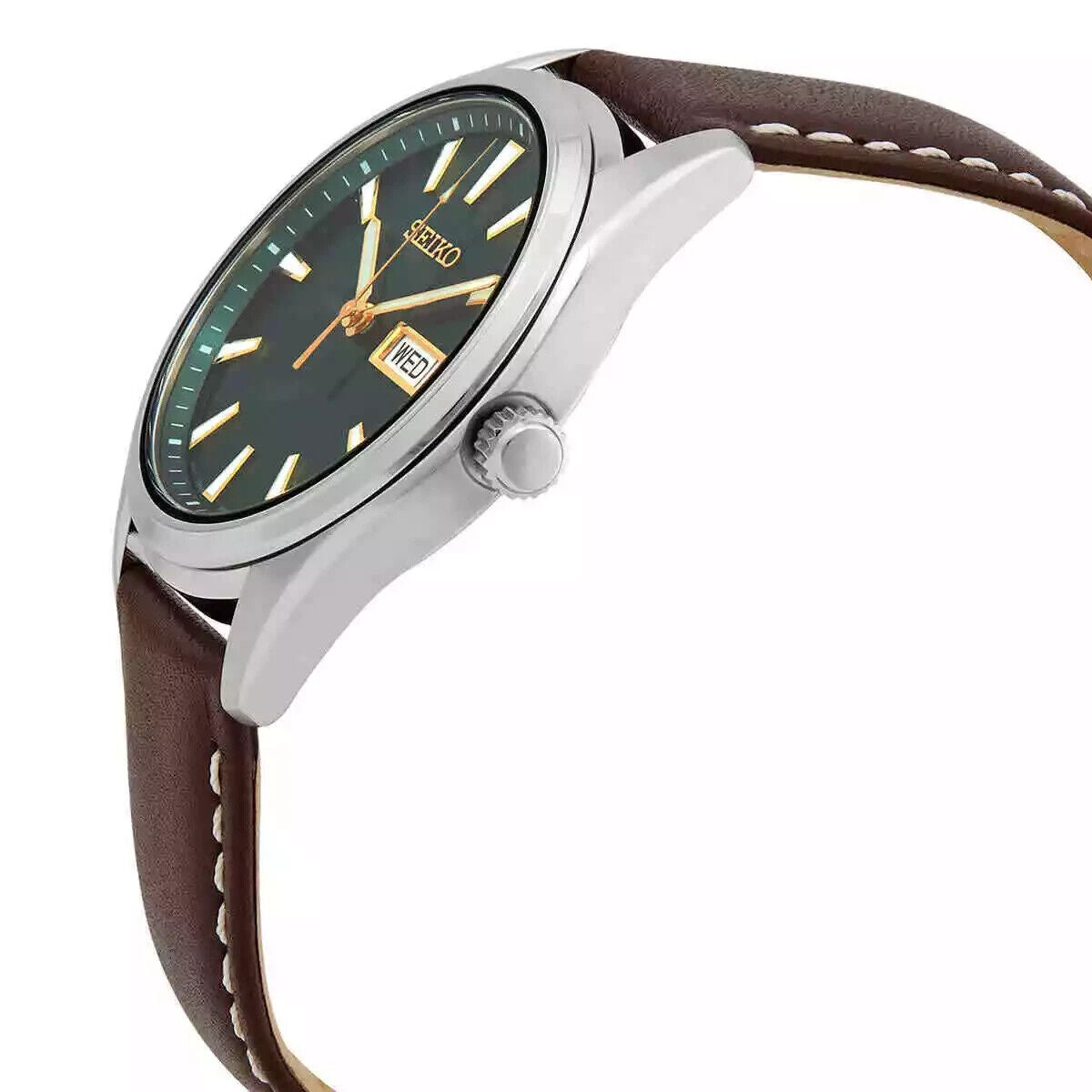 Seiko Men'S Neo Classic Quartz Green Dial Watch - SUR449P1 NEW