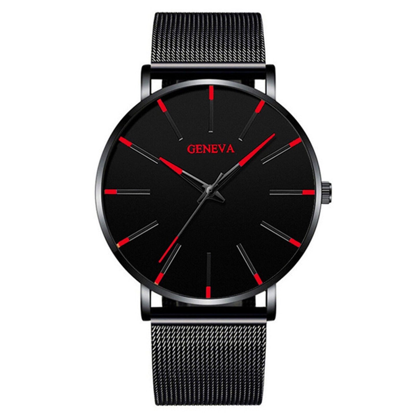 Men'S Fashion Ultra Thin Watches Business Stainless Steel Mesh Quartz Watch
