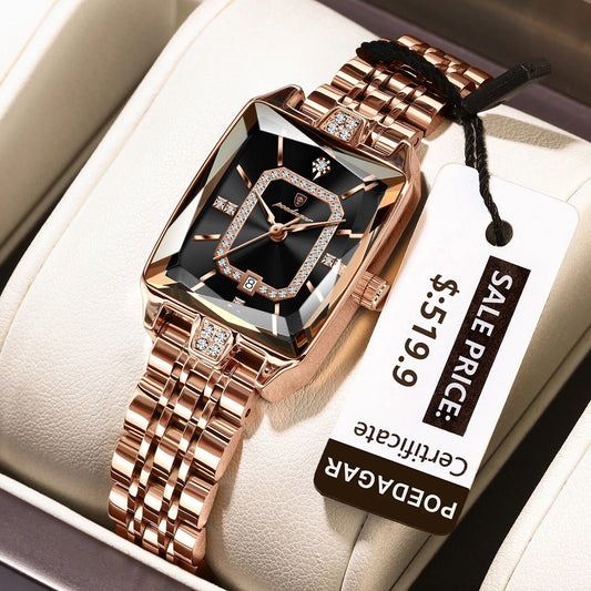 New Elegant Women'S Waterproof Stainless Steel Quartz Watch with Date Display