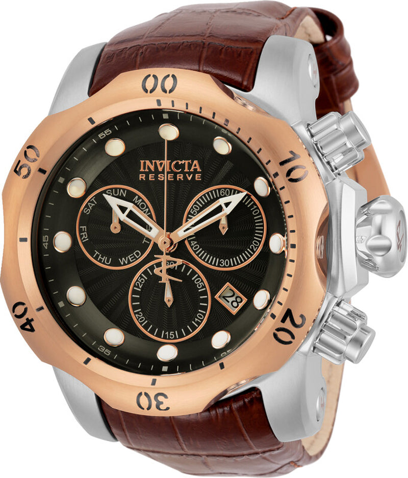 Invicta Men'S 54Mm Reserve VENOM Elegant SWISS Chronograph Brown Leather Watch