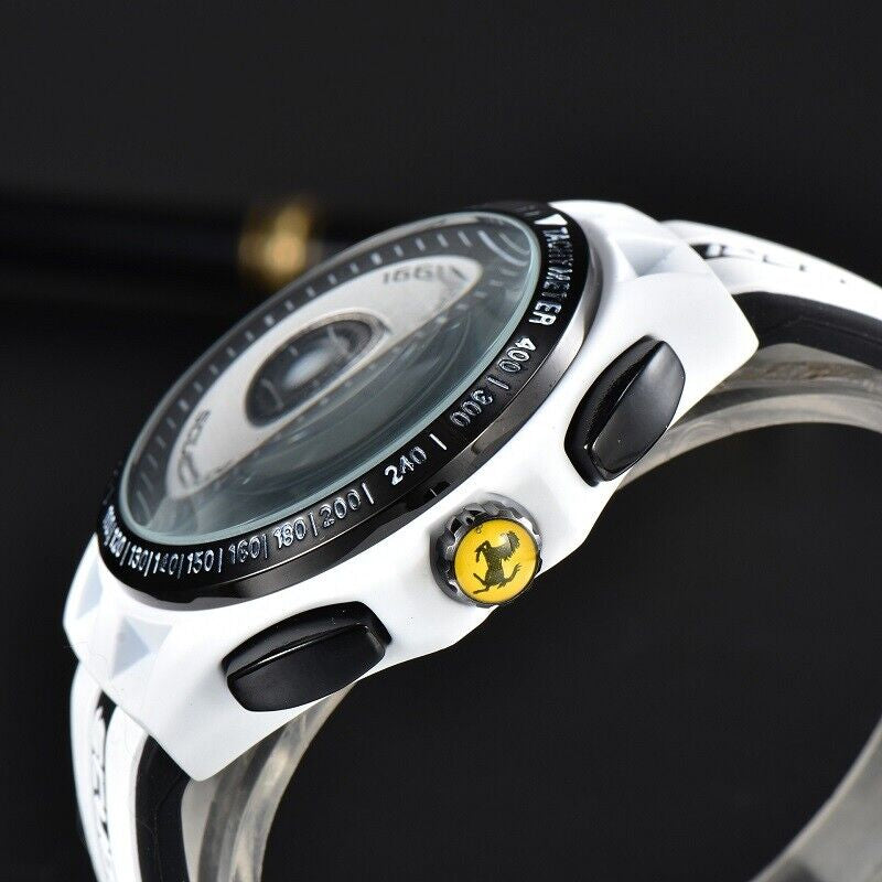 New Men'S Watch Formula Scuderia Ferrari 44Mm Chronograph Silicone Wristwatch