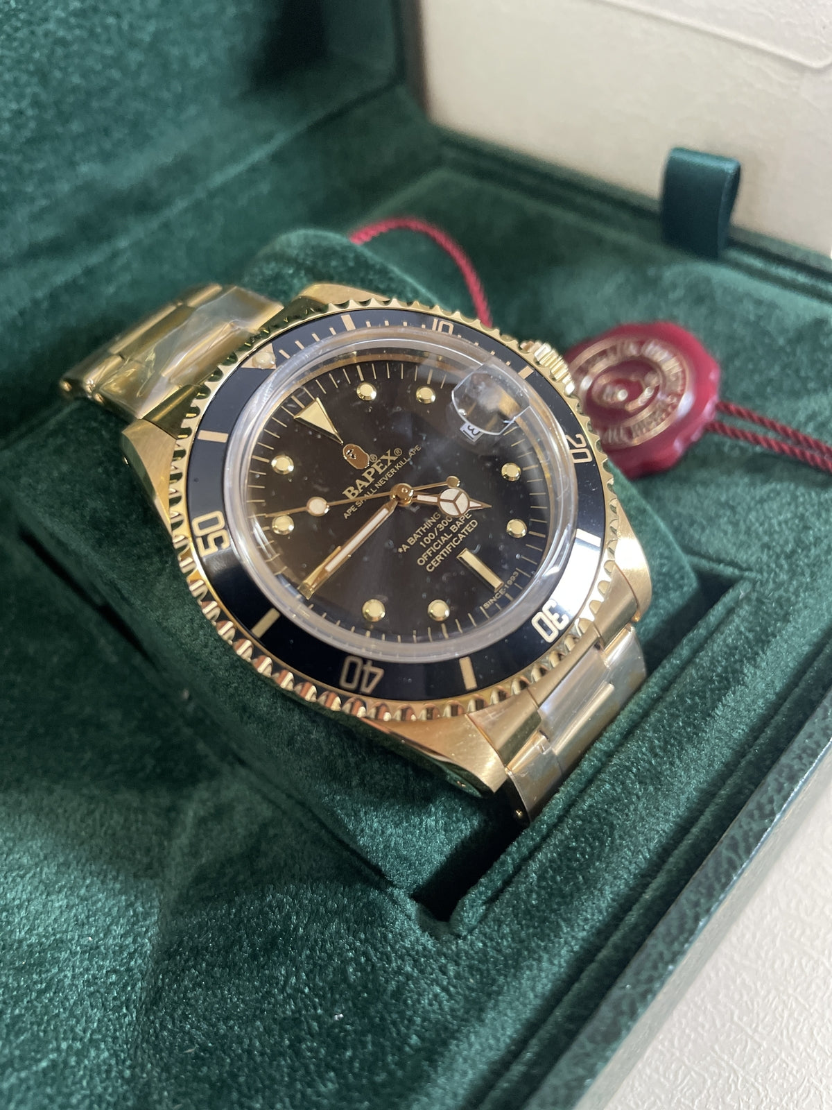 A BATHING APE CLASSIC TYPE 1 BAPEX Black Gold Men'S Watch Stainless Steel JP