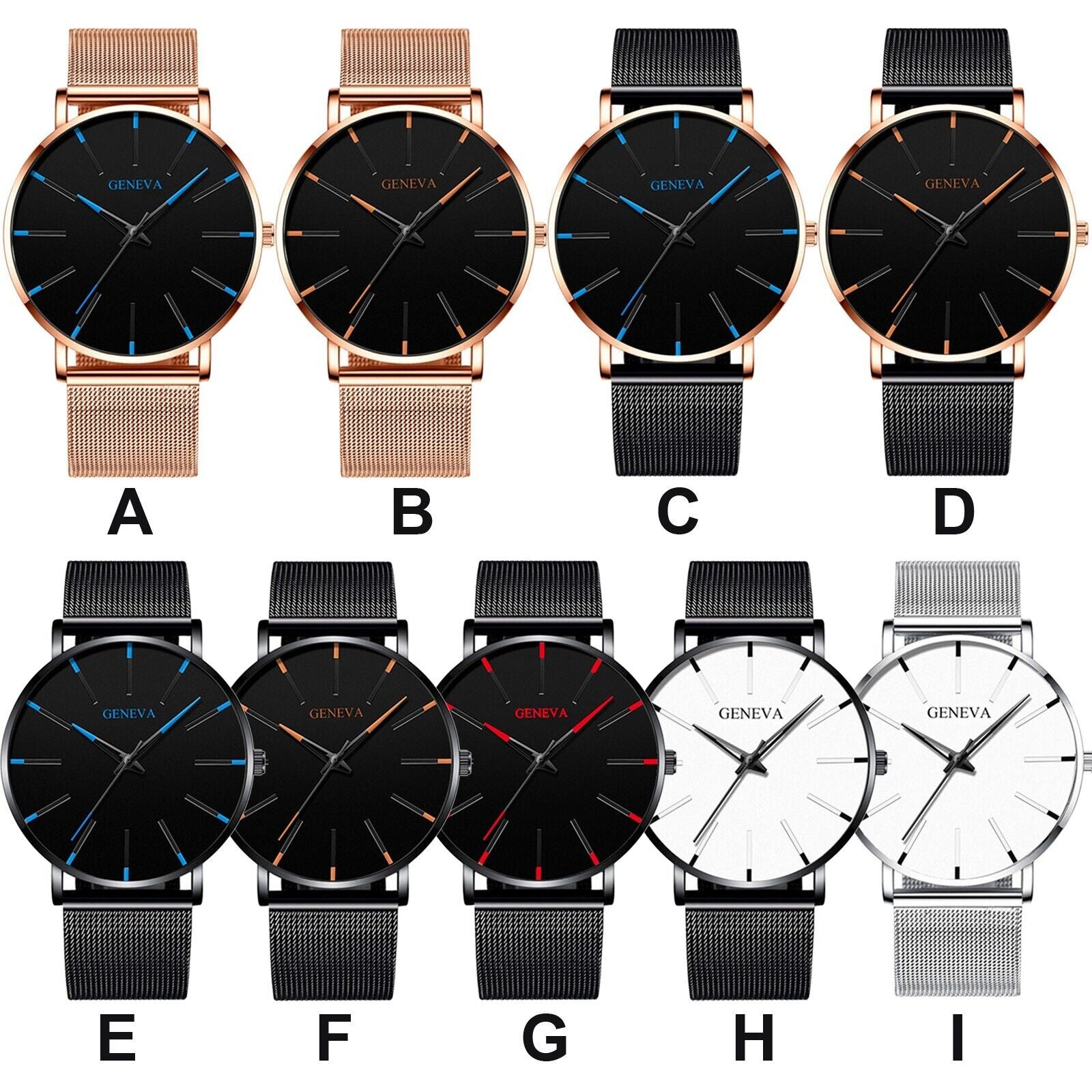 Men'S Fashion Ultra Thin Watches Business Stainless Steel Mesh Quartz Watch