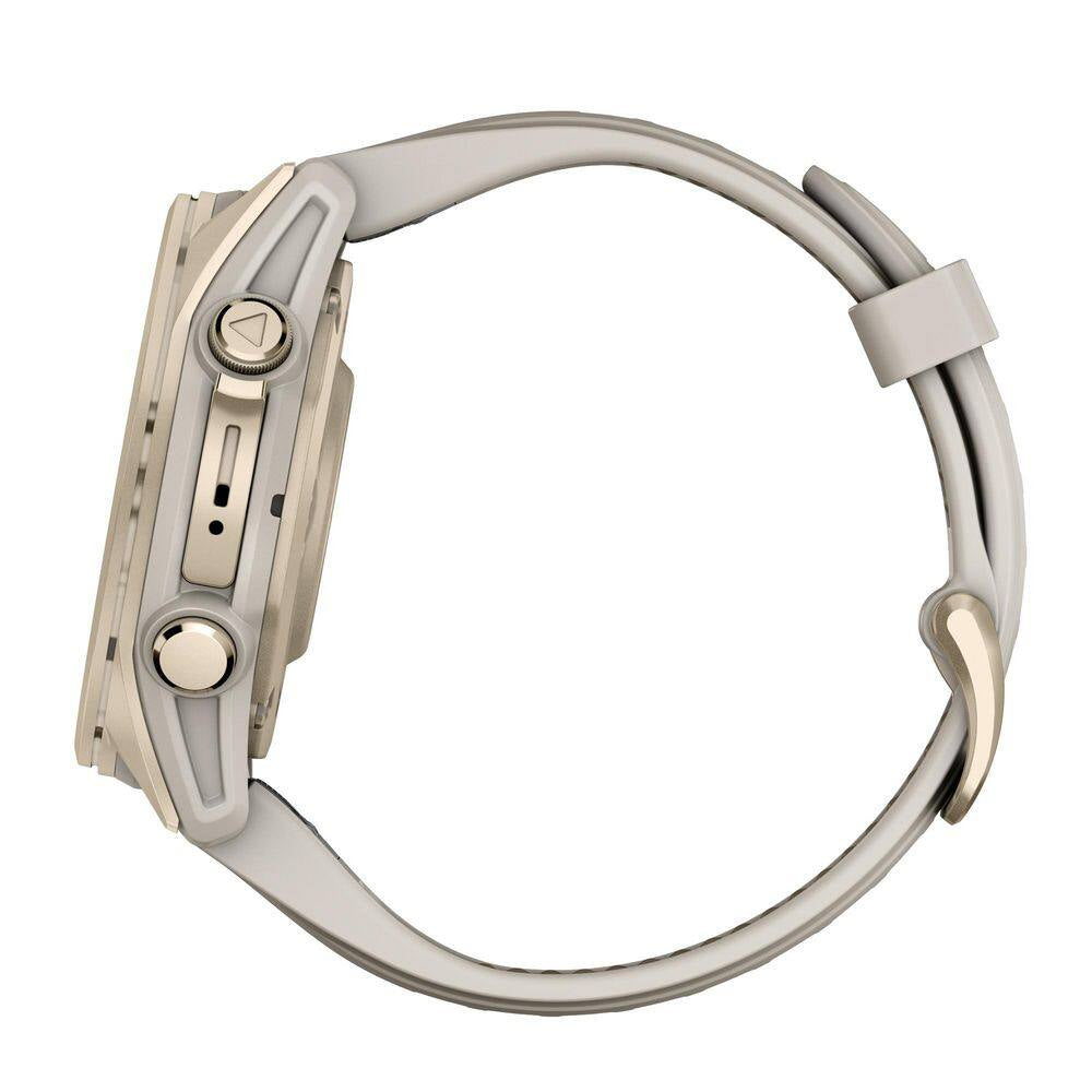 Fenix 8 AMOLED Multisport 43-Mm GPS Watch with Silicone Band 1.69 X .54 in Sapphire Lens, Soft Gold and Fog Gray