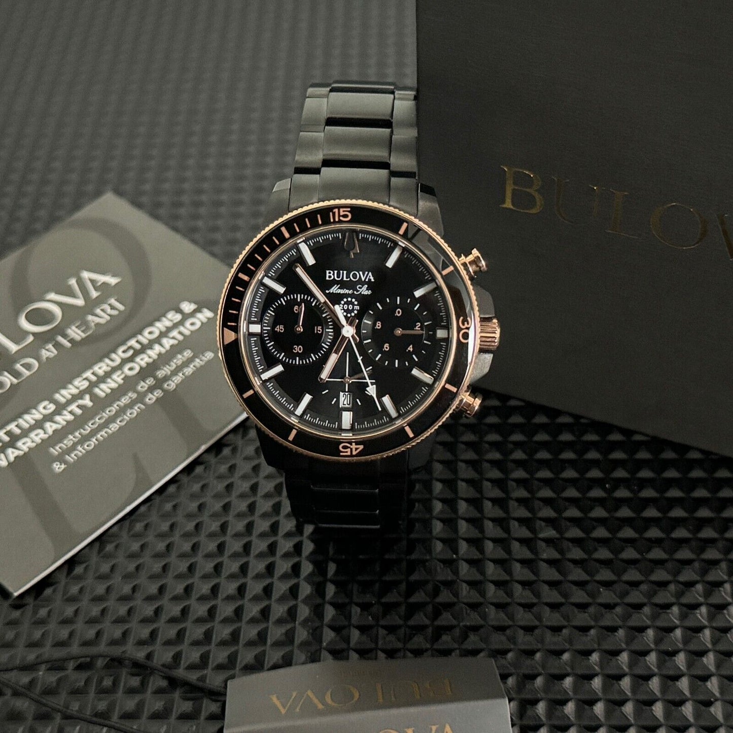 Bulova - Marine Star Black Dial Men'S Quartz Watch NEW with TAGS (98B302)