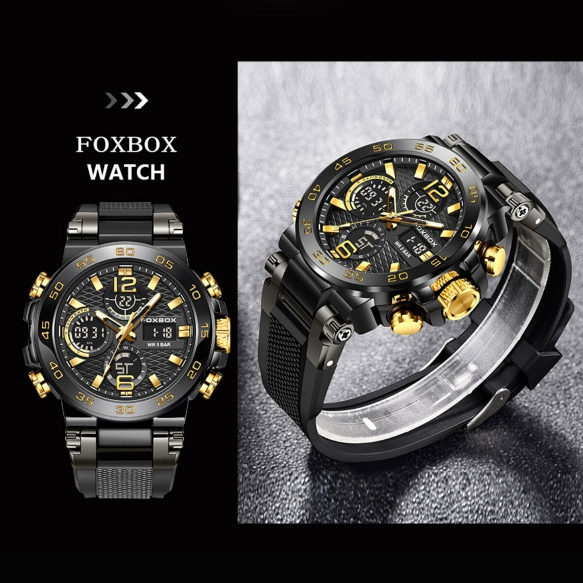 Men'S Diver Sport Wristwatch Digital Analog Quartz LED Waterproof Luxury Watches