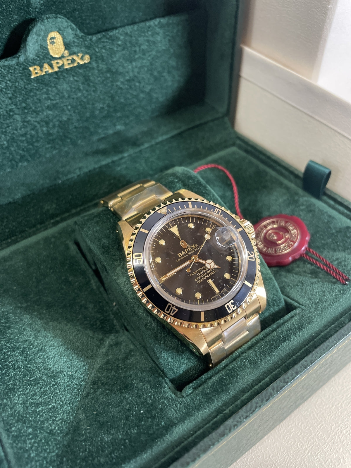 A BATHING APE CLASSIC TYPE 1 BAPEX Black Gold Men'S Watch Stainless Steel JP