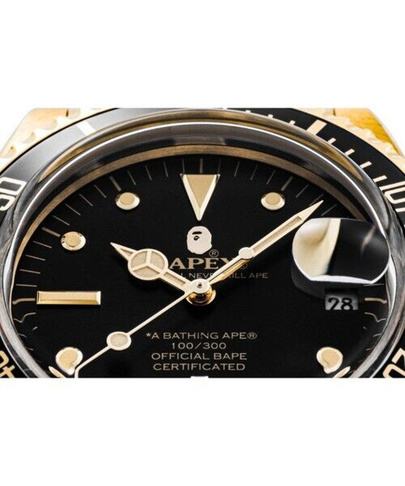 A BATHING APE CLASSIC TYPE 1 BAPEX Black Gold Men'S Watch Stainless Steel JP