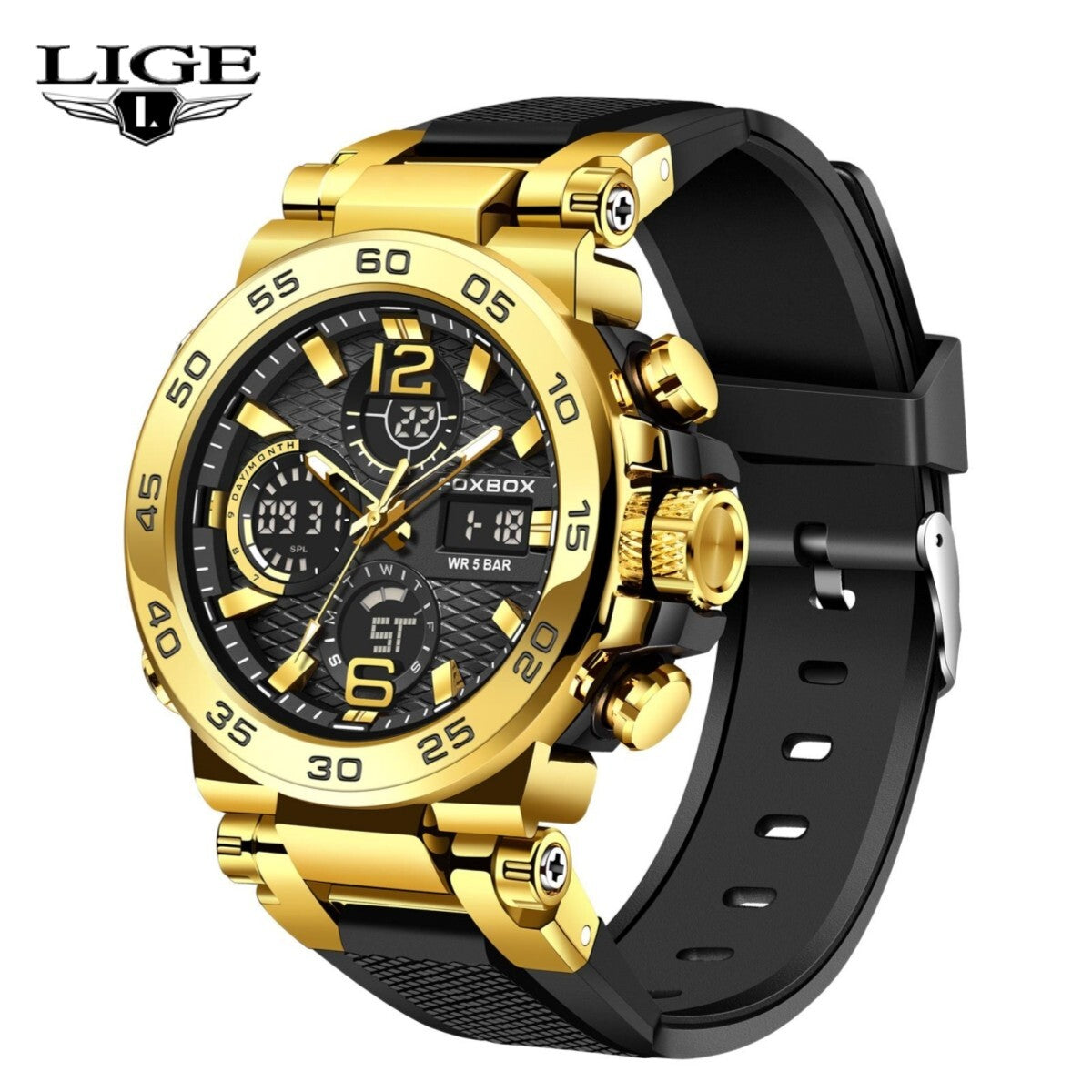 Men'S Diver Sport Wristwatch Digital Analog Quartz LED Waterproof Luxury Watches