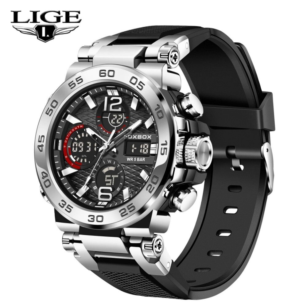 Men'S Diver Sport Wristwatch Digital Analog Quartz LED Waterproof Luxury Watches