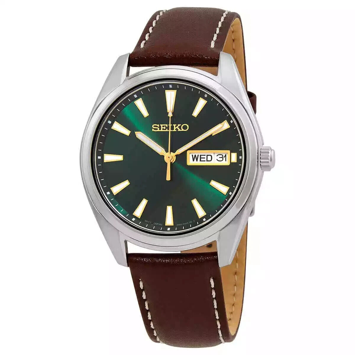 Seiko Men'S Neo Classic Quartz Green Dial Watch - SUR449P1 NEW