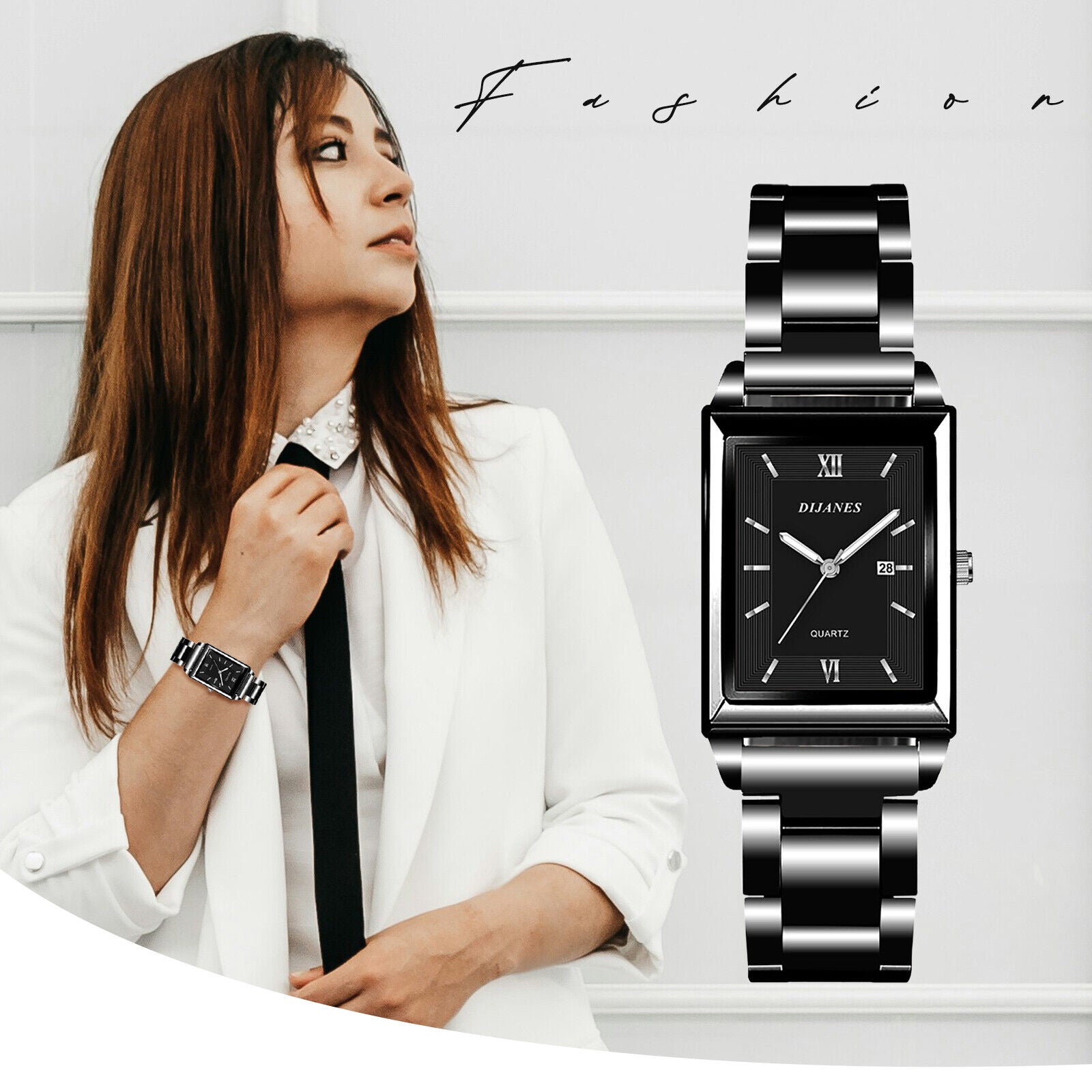 Women'S Classic Charm Rectangular Wrist Watch Analog Quartz Date Dress Watches