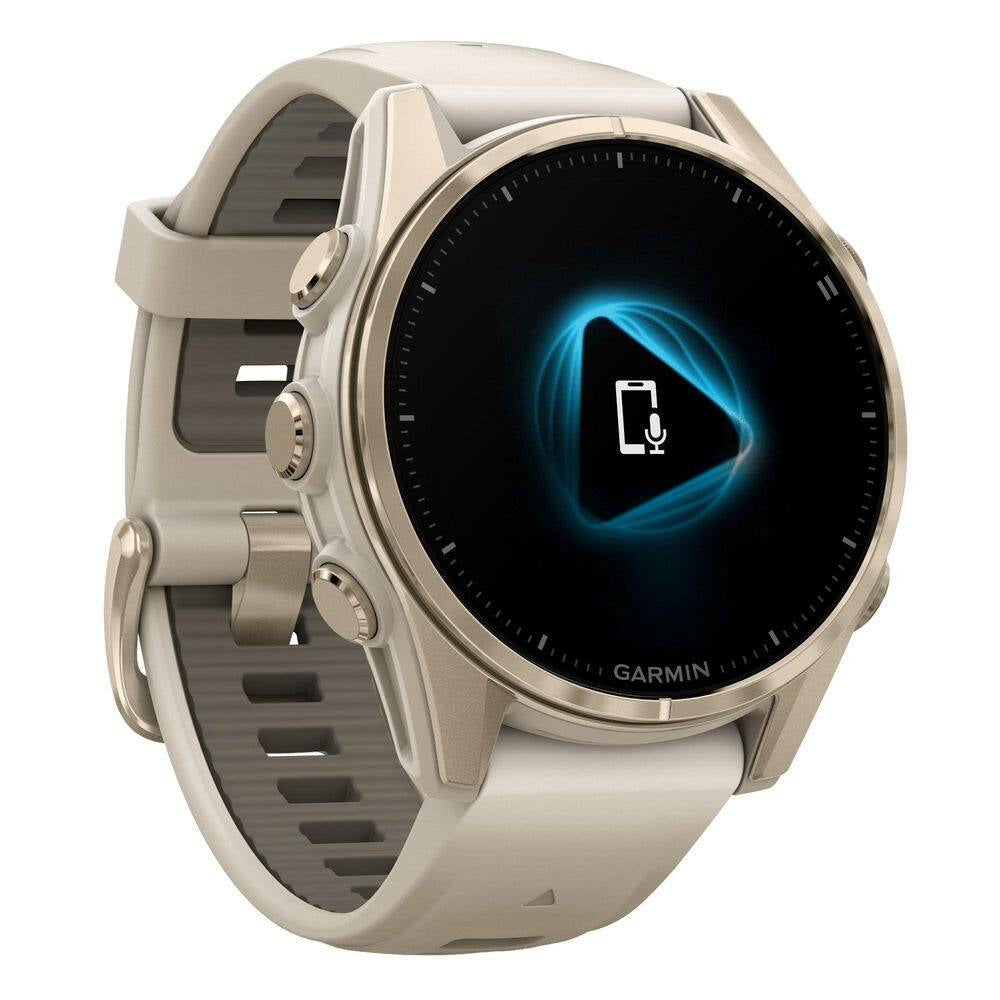 Fenix 8 AMOLED Multisport 43-Mm GPS Watch with Silicone Band 1.69 X .54 in Sapphire Lens, Soft Gold and Fog Gray