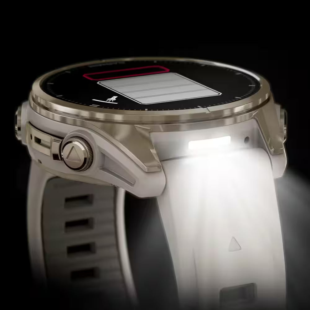 Fenix 8 AMOLED Multisport 43-Mm GPS Watch with Silicone Band 1.69 X .54 in Sapphire Lens, Soft Gold and Fog Gray