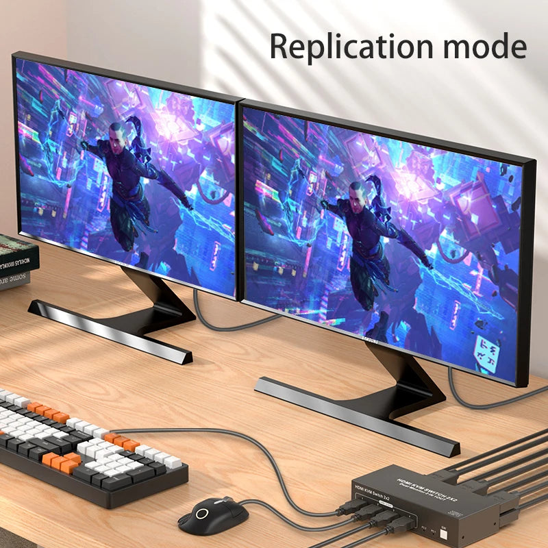 Dual Monitor HDMI KVM Switch 2X2 4K 60Hz HDMI Displayport USB KVM Switch Extended Display with USB 3.0 for 2 PC Share 2 Monitor