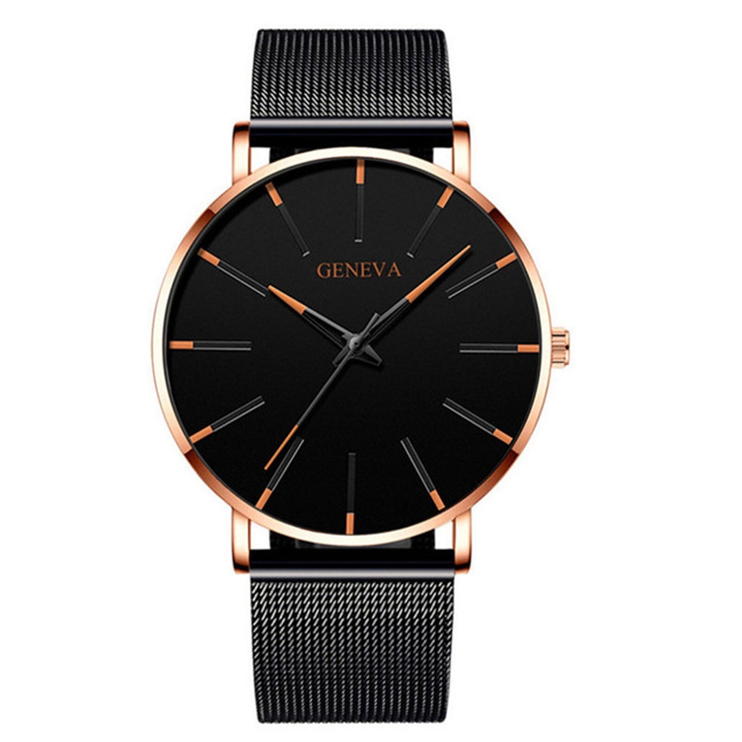 Men'S Fashion Ultra Thin Watches Business Stainless Steel Mesh Quartz Watch