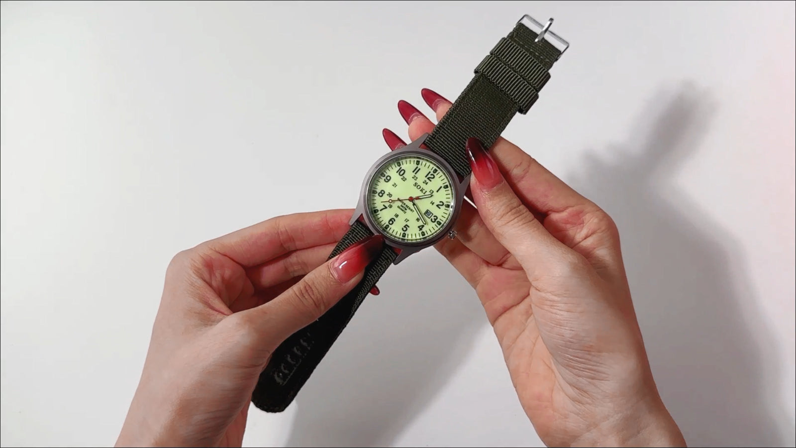 Men'S Army Military Luminous 24 Hours Dial Nylon Strap Date Quartz Wrist Watch