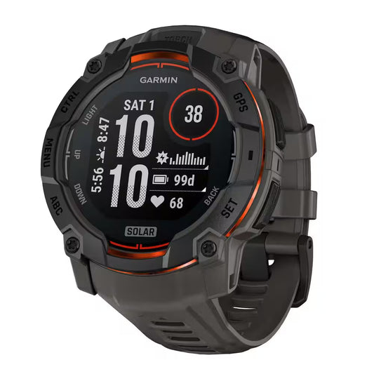 Instinct 3 45 Mm Solar GPS Smartwatch Black with Black Silicone Band 1.96 X .56 In.