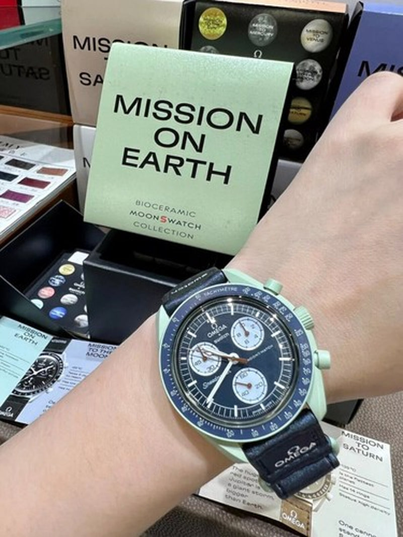 Swatch X Omega Bioceramic Moonswatch Mission to Earth Watch - with Box A31