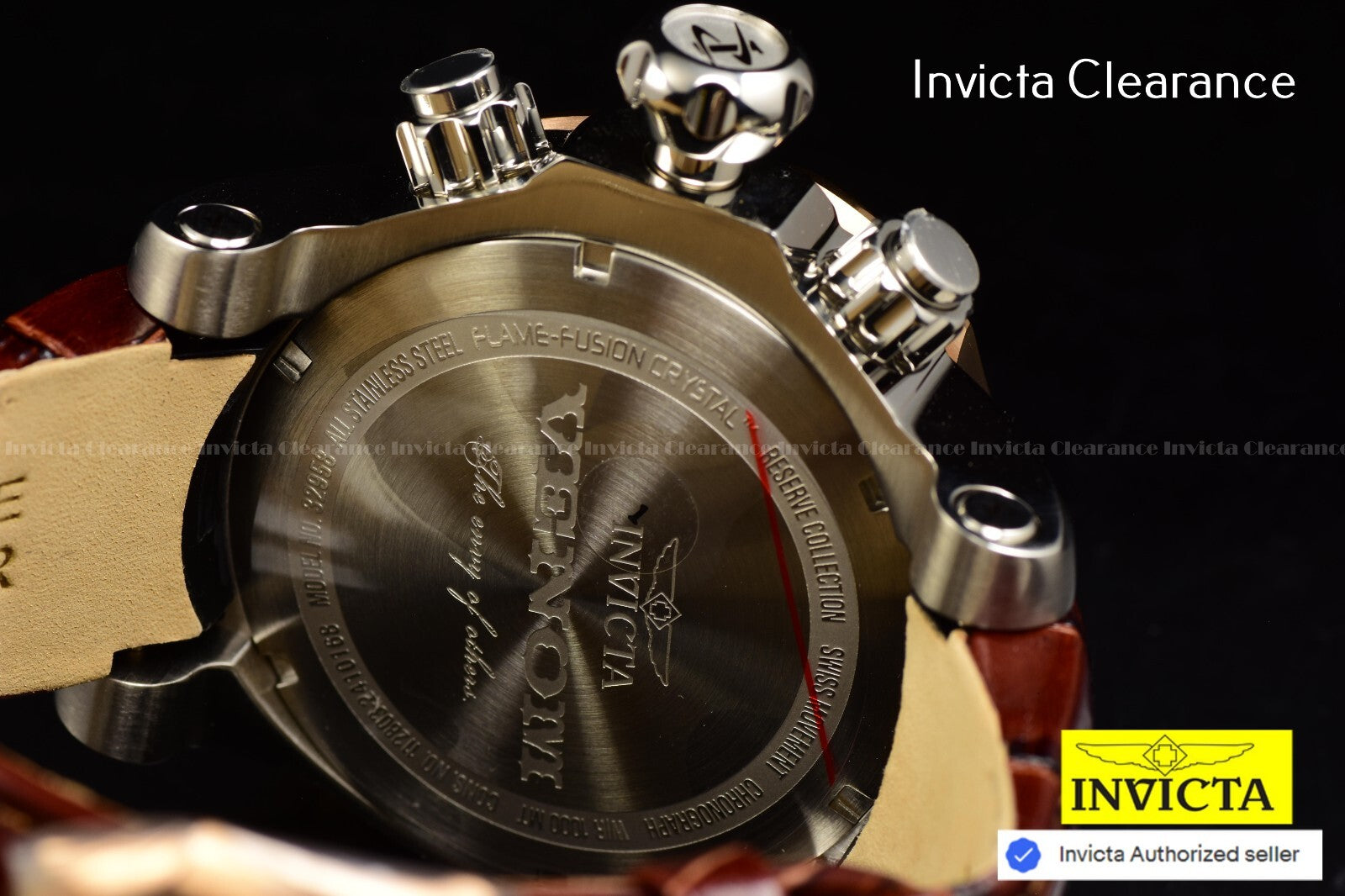 Invicta Men'S 54Mm Reserve VENOM Elegant SWISS Chronograph Brown Leather Watch