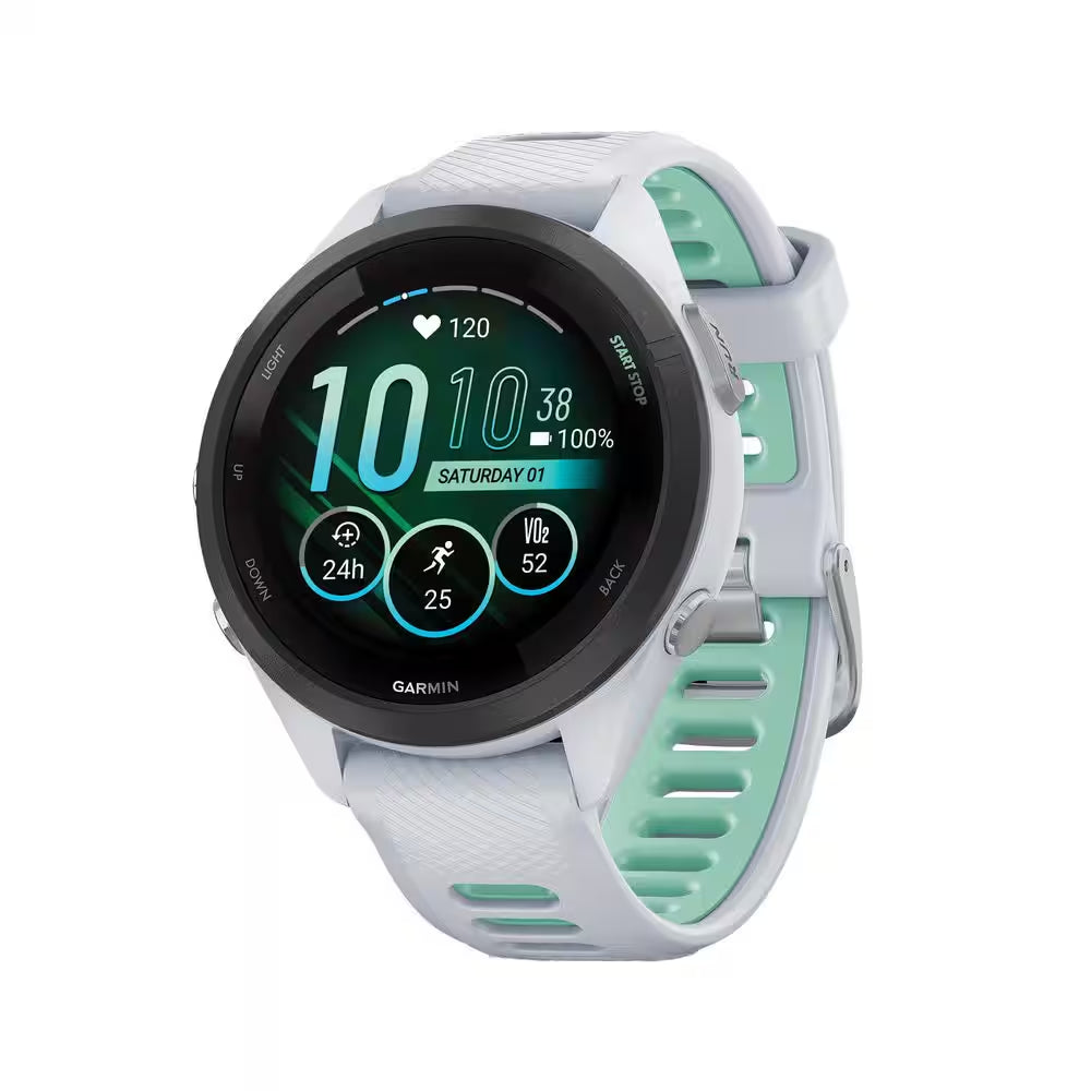 Forerunner 265S Running Smartwatch with Black Bezel 1.64 X .51 in White