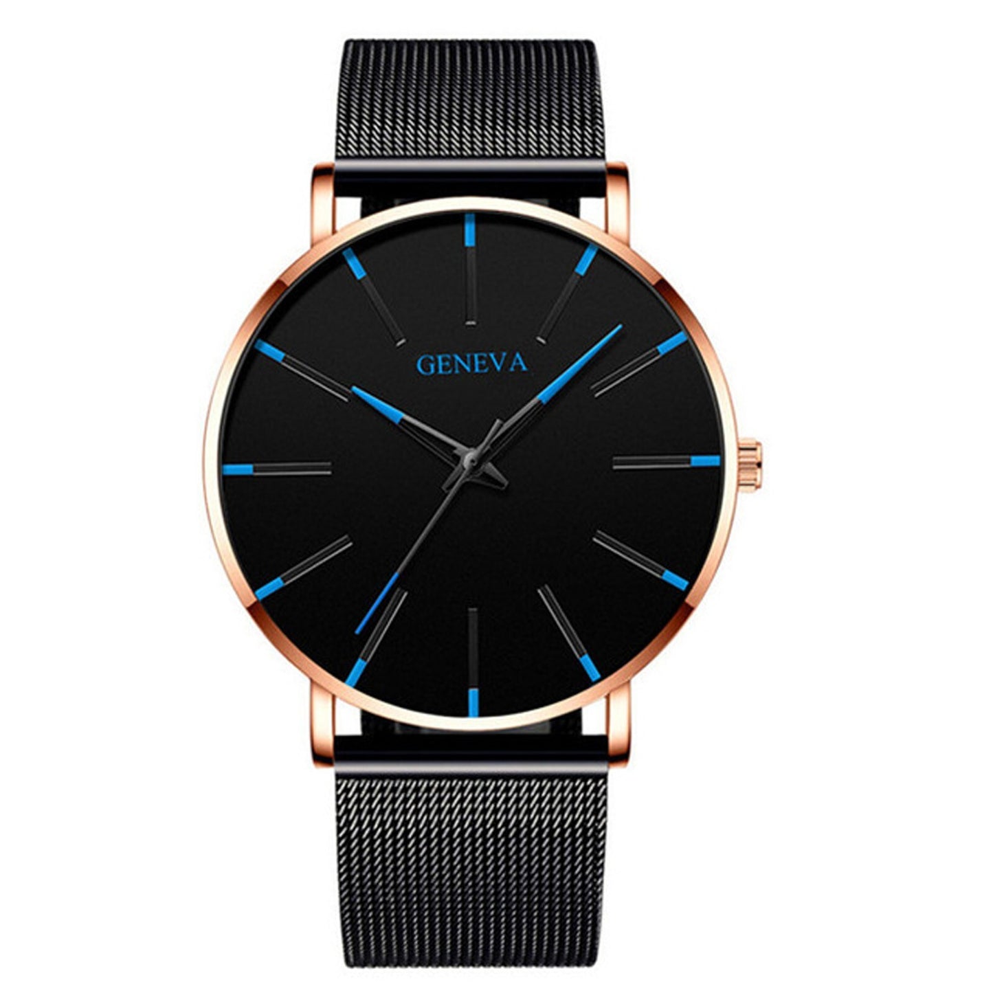 Men'S Fashion Ultra Thin Watches Business Stainless Steel Mesh Quartz Watch