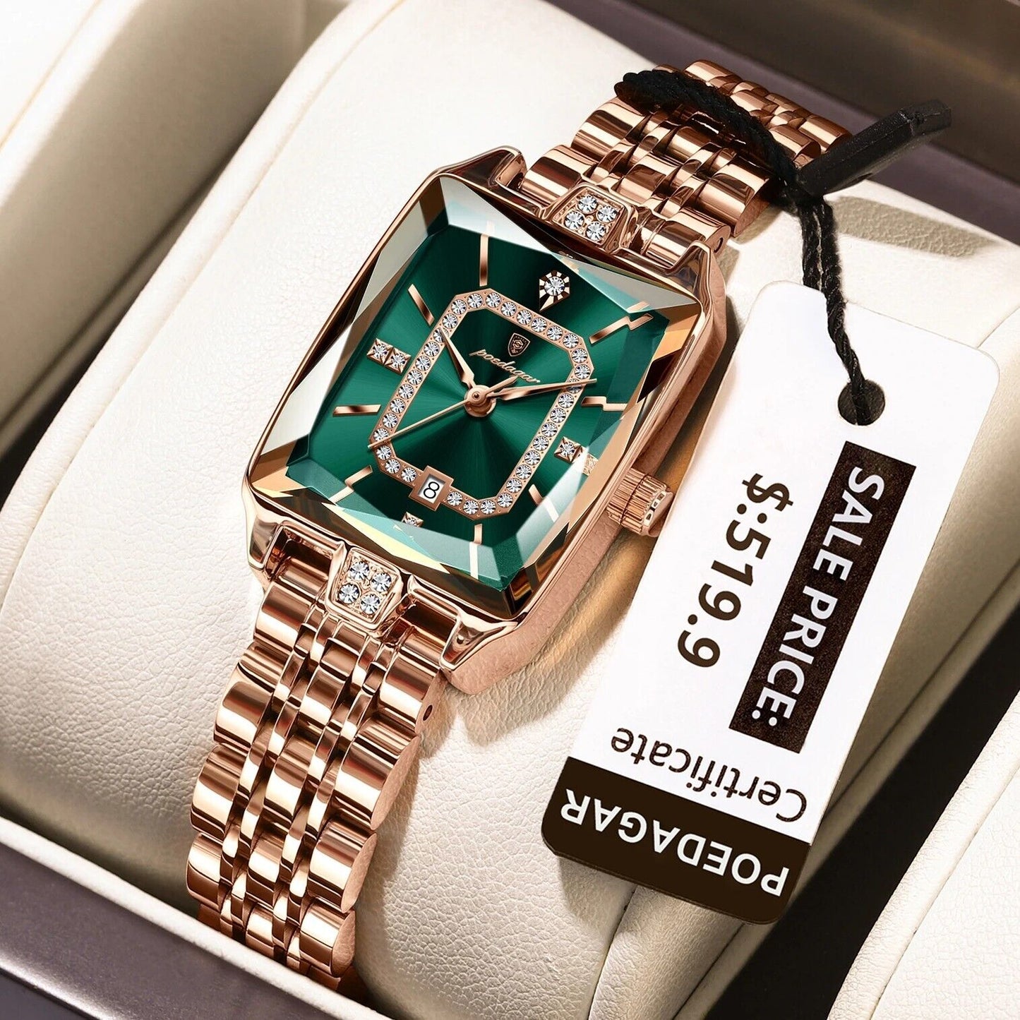 New Elegant Women'S Waterproof Stainless Steel Quartz Watch with Date Display