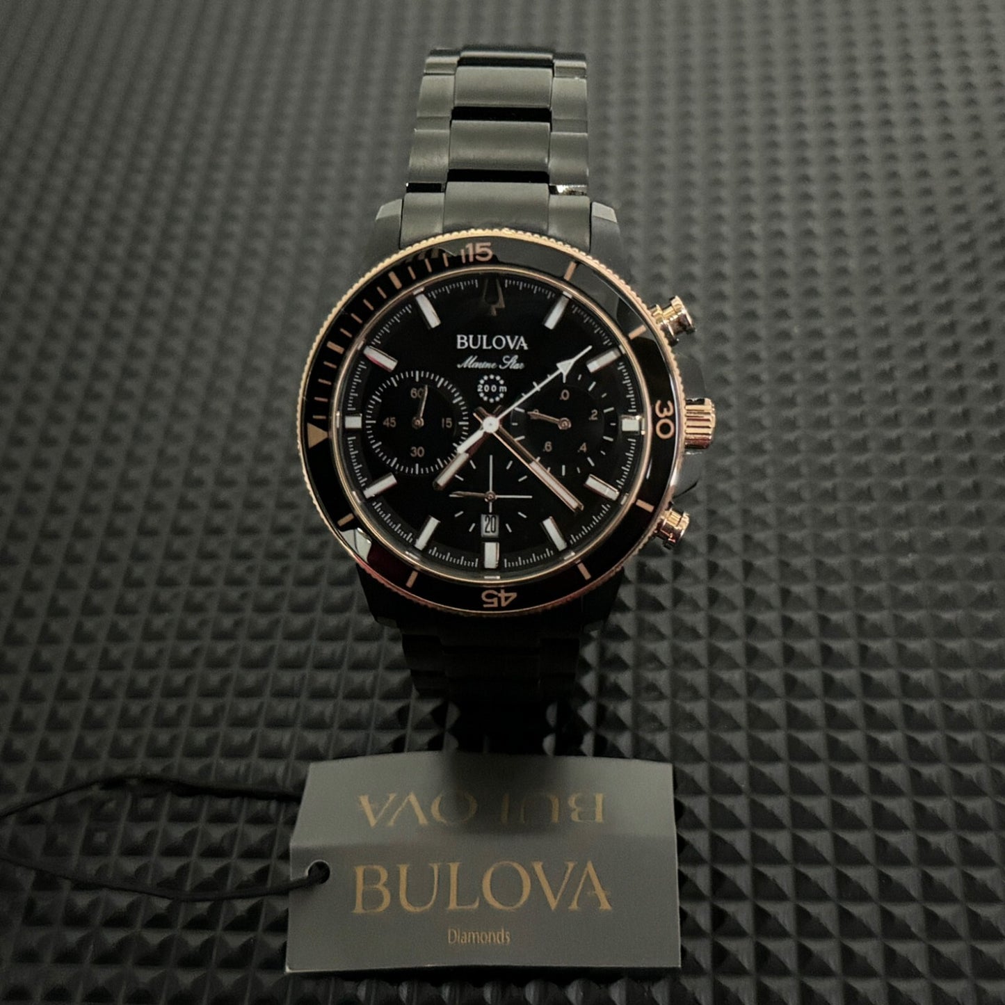 Bulova - Marine Star Black Dial Men'S Quartz Watch NEW with TAGS (98B302)