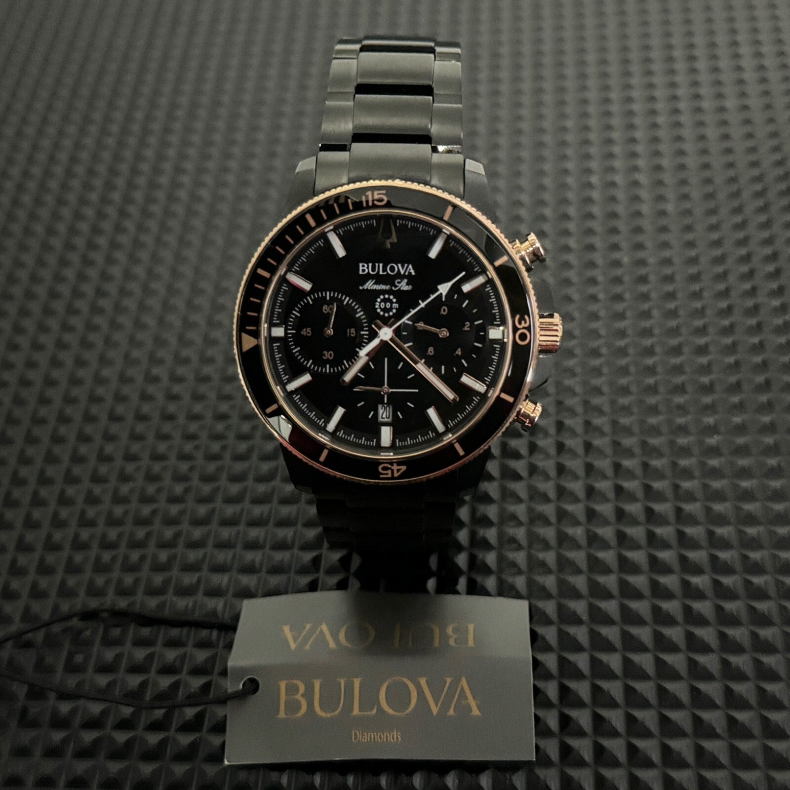 Bulova - Marine Star Black Dial Men'S Quartz Watch NEW with TAGS (98B302)