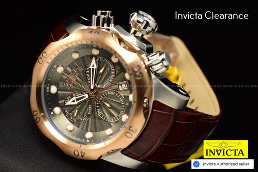 Invicta Men'S 54Mm Reserve VENOM Elegant SWISS Chronograph Brown Leather Watch